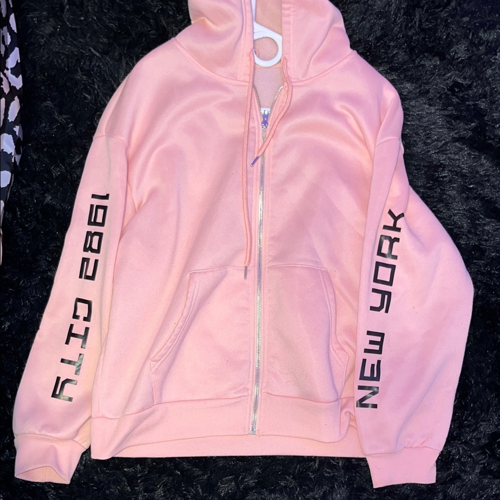 SHEIN Pink Hoodie with New York Print